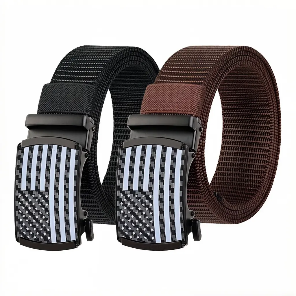 Male Heavy-Duty Reinforced Nylon Braid Tactical Belt - Adjustable Strap Belt with Automatic Buckle, Tailored Fit for Casual Wear, Work Settings
