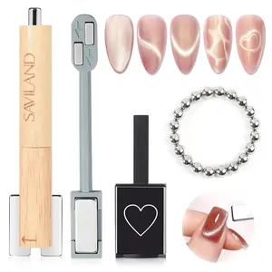 SAVILAND Cat Eye Nail Magnet Set: 4PCS Strong Nail Magnets for Cat Eye Gel Polish, Multi-Functional Magnet Sticks, Essential Nail Art Tools for Stunning Cat Eye Effects