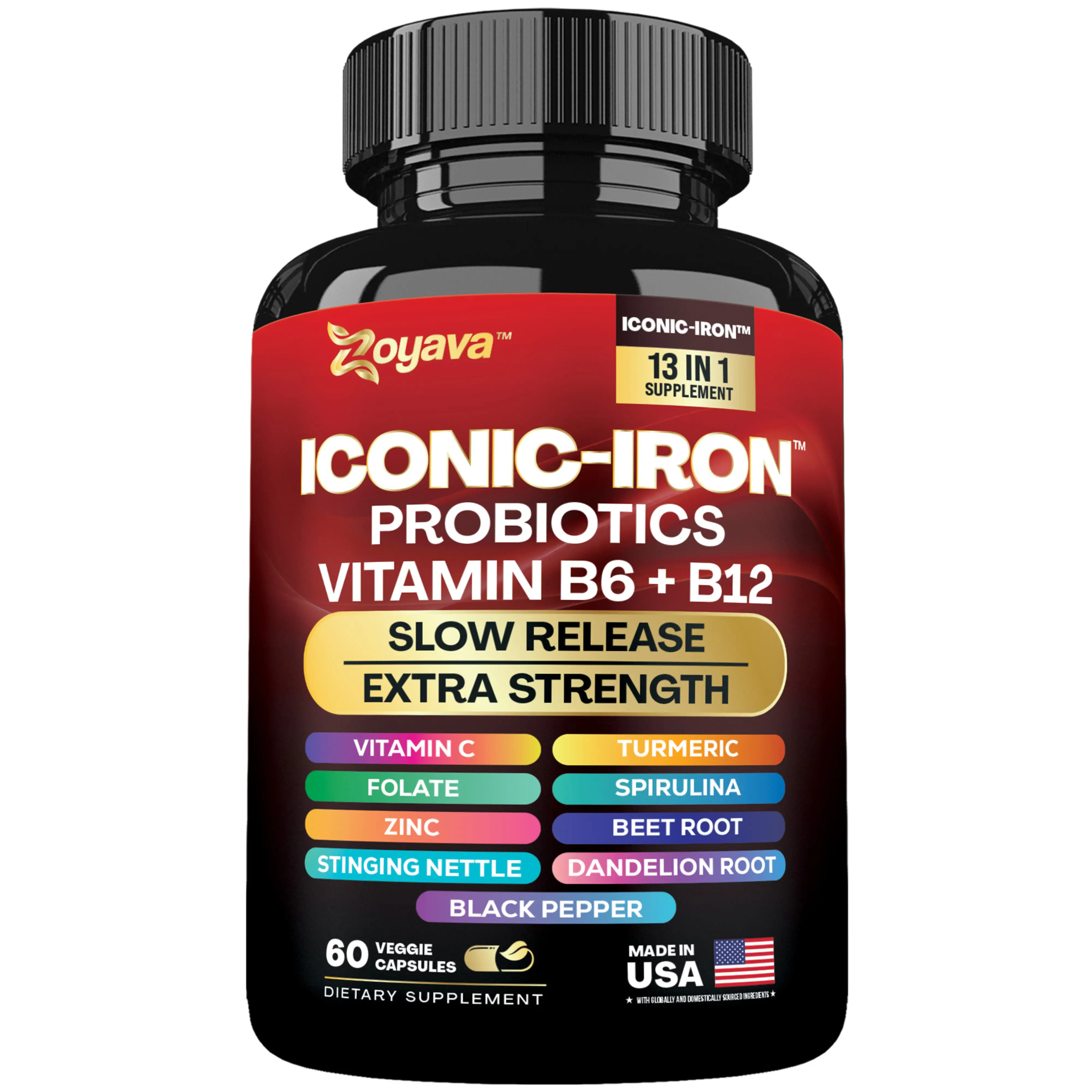 Zoyava Iconic-Iron Supplement - Women's Menstrual Cycle Support -  with Iron, Pr...