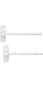 Folding Wall Mounted Clothes Hanger Rack with Swing Arm Stainless Steel Heavy Duty Coat Hook for Bathroom, Bedroom, Laundry Room- White