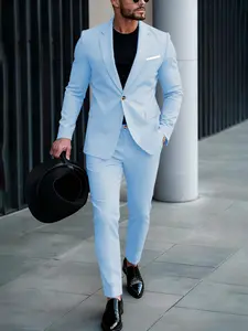 Essential Men's Slim Fit Suit Set, Perfect for Glossy Leather Shoes, High-End Fashion Business Look, Easy to Wear
