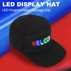 KEENSO Programmable LED Hat with App Control, Adjustable Fit, USB Powered, Black Cotton Disposable for Outdoor Events, Halloween, and Gatherings Masks