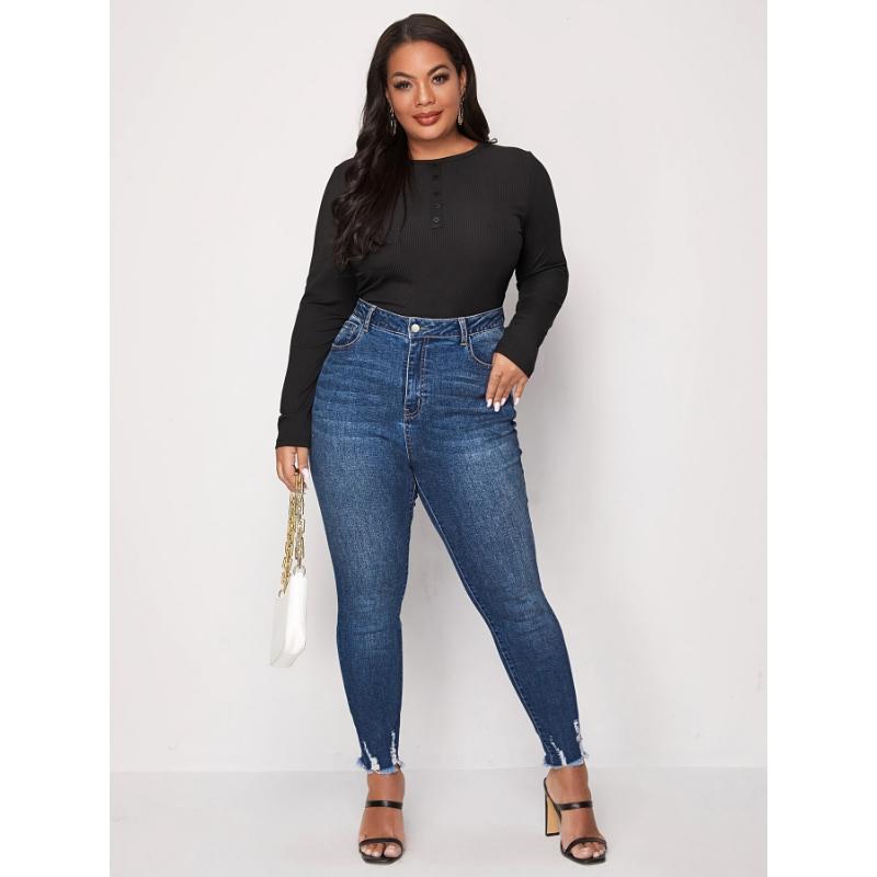 Women's Extra Size Skinny Ripped Jeans for Women Full Length Stretchy Denim Jeans Pants Full Length Pencil Denim Jeans Pants