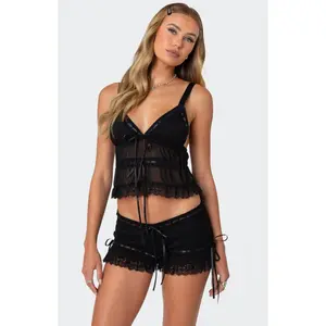 Edikted Women's Marielle Sheer Ribbon Bow Tank Top