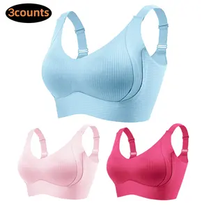 1/3counts Women's Solid Color Wireless Bra Set Comfortable Breathable Seamless Push-Up Bra Softness Underwear for All Seasons Basic Minimalist Casual V-neck Womenswear