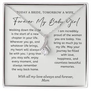 Bride Gift from Mom To My Daughter on Her Wedding Day, Bride Wedding Gift for Daughter Rehearsal Dinner, Necklace Message Card