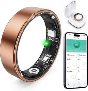 Magnetic Bluetooth Steel Wearable Smart Ring - IP68 Waterproof Health Tracker with Sleep Monitoring, Step Counting, Heart Rate, Blood Oxygen, Remote Control, No Subscription Fee, Compatible with iOS and Android (Rose Gold, 8)