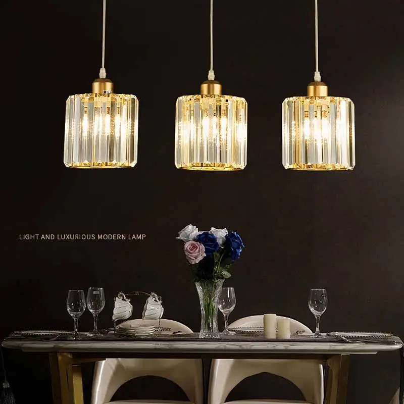 Crystal Pendant Light, Ambient Decor Lighting, Gold and Black Wrought Iron Home Decor Ceiling Hanging Lamp, Hardwired Installation, Adjustable Cord Length & Height, For Kitchen Islands, Dining Rooms, and Hallways, Home Decor Lighting Fixture