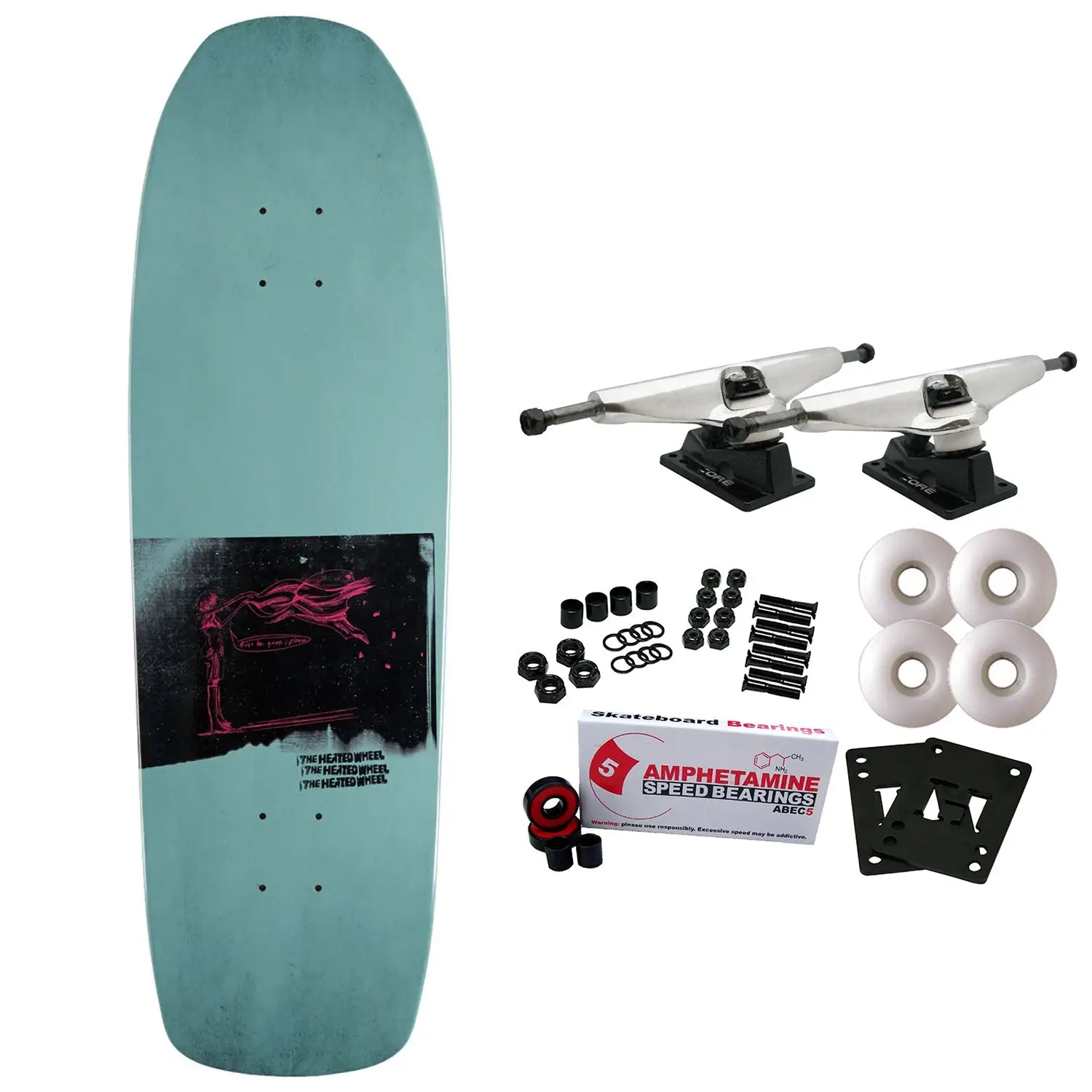 The Heated Wheel Skateboard Complete Bugs Be Gone Mint 9.5" x 32"