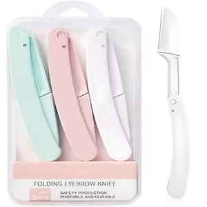 Safety Folding Women's Eyebrow Razor 3pcs/set Makeup Tools, Portable Eyebrow Trimmer, Precision Eyebrow Trimmers for Smooth Eyebrows