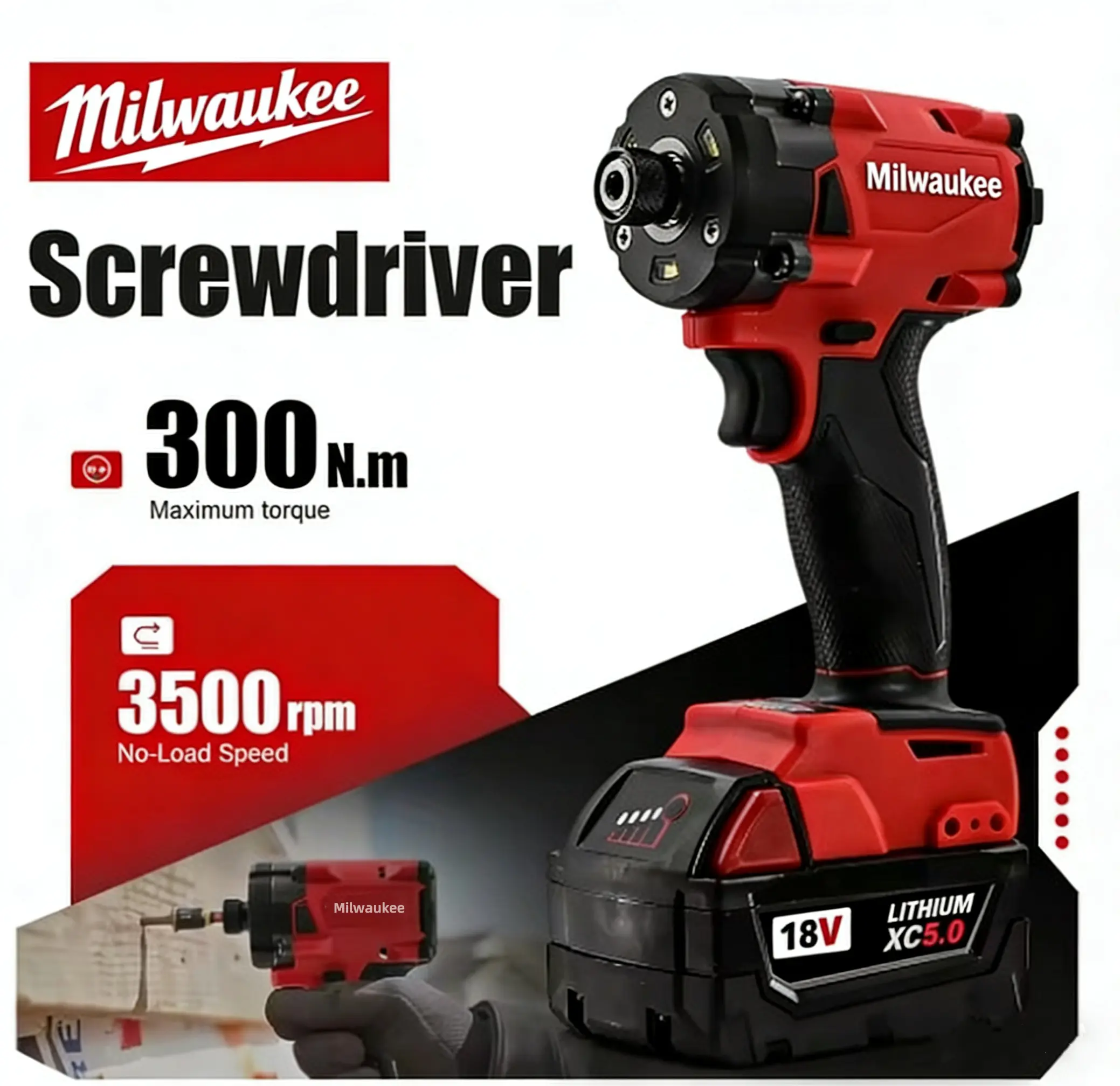 Milwaukee M18 Model Cordless Electric Screwdriver - Powerful Screwdriving Tool for DIY Users, Home Repair, Home Improvement - Shop-Mount Rotary Power Tool Hardware cargador energy powertool speed