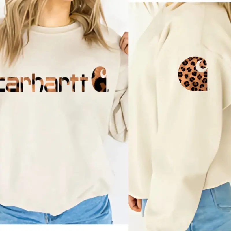 HTV Women's Gilden Sweatshirt with Cheetah Print, Pullover Style, Casual Design - Womenswear Crewneck Comfortable