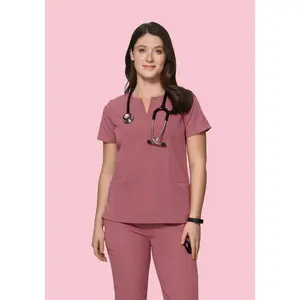 5 Pocket Notch Neck Top Mauve