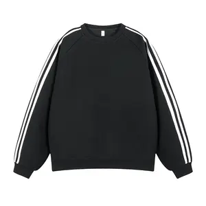 Striped Crewneck Sweatshirt Fashion Streetwear Loose Long Sleeve T-Shirt Sports Casual Plus Size Top for Couples