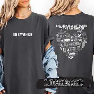 'Emotionally Attached to The Ravenhood' Licensed Ravenhood Book Series Quote Collage Apparel, Comfort Colors TShirt, Kate Stewart Merch, Emotionally Attached to the Ravenhood Men, Dominic, Sean, Tobias, Tyler. Bookish Booktok Womenswear, Shortsleeve