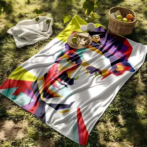 1 piece Charlie Chaplin modern art portrait themed flannel blanket - Flannel weaving craft blanket, modern style, suitable for sofas and beds, all-season use, super soft and warm, digital print design, 100% polyester material, machine washable