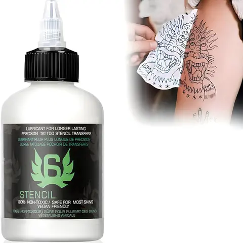 Professional-Grade Tattoo Stencil Transfer Gel - 4oz Vegan & Cruelty-Free Formula, Fast-Drying Adhesive Solution for Flawless Skin Art, Hypoallergenic Tattoo Supplies with Easy-Clean Application