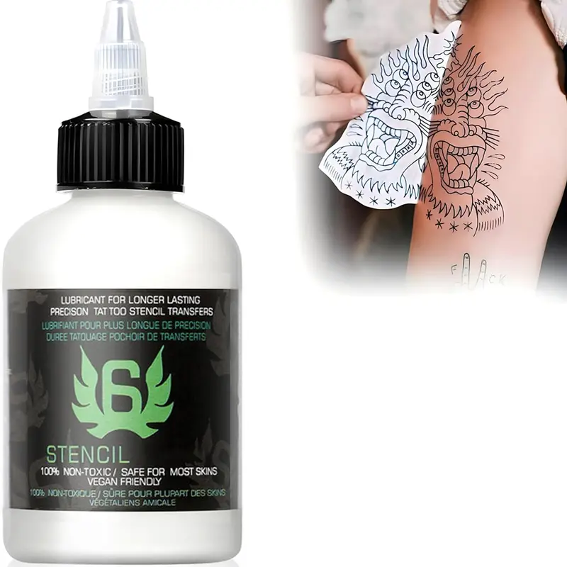 Professional-Grade Tattoo Stencil Transfer Gel - 4oz Vegan & Cruelty-Free Formula, Fast-Drying Adhesive Solution for Flawless Skin Art, Hypoallergenic Tattoo Supplies with Easy-Clean Application