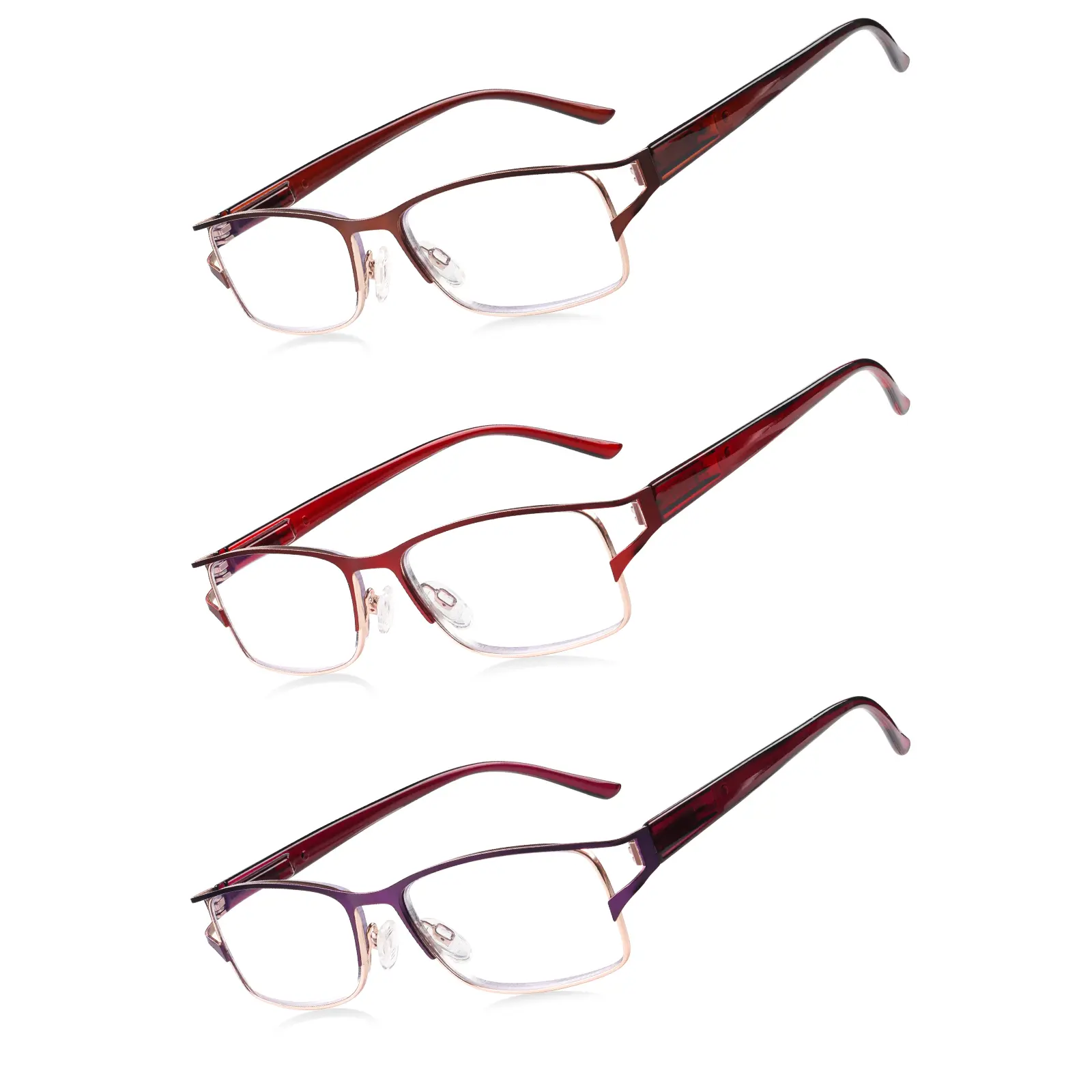3 Pack Metal Reading Glasses for Women Men, Blue Light Blocking Mens with Spring Hinge Metal Full Frame Lightweight Readers Classic Trend Men and Women +1.00-4.00