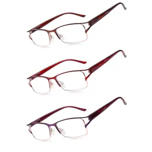 3 Pack Metal Reading Glasses for Women Men, Blue Light Blocking Mens with Spring Hinge Metal Full Frame Lightweight Readers Classic Trend Men and Women +1.00-4.00