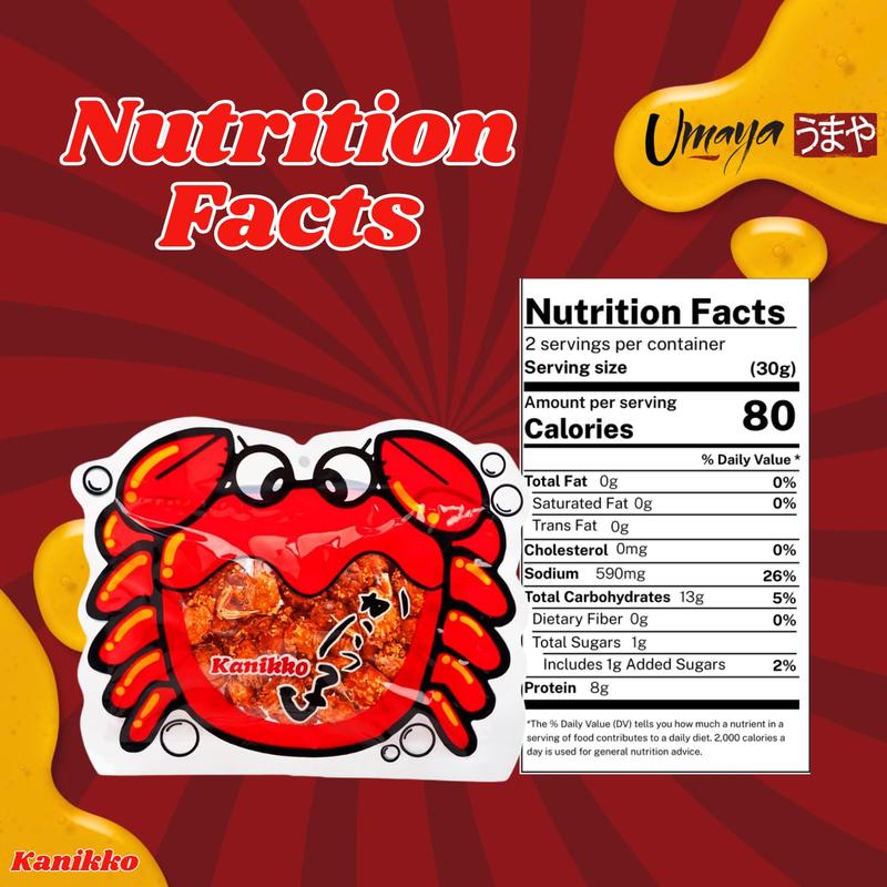 UMAYA - Okabe Kanikko - Ready To Eat Fried Japanese Baby Crabs - With A Hint Of Sweet Honey and Savory Seasonings - Crunchy Gourmet Snack From Japan - Individual 2.3oz (65g) Snack Size Bag - Pack of 1