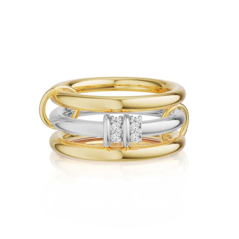Tewiky Women's Non-Tarnish Stackable Rings Set - Chunky Layered Metal Coated Ring Stack, Dainty Cubic Zirconia Prom Jewelry Gifts, Non-Tarnish Jewelry