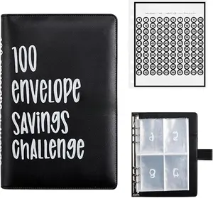 100-Envelope Savings Challenge Book with Pre-numbered Slots – Laminated Tracker & Envelopes for Fun, Goal-Oriented Money Saving