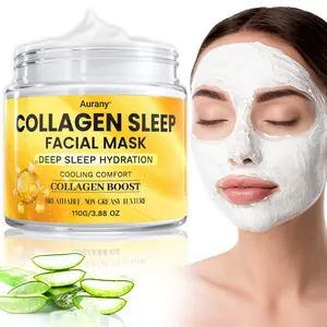 Christmas Gift For Women-Aurany Collagen Sleep Facial Mask, Face Mask, Collagen Facial Mask, Long-Lasting Moisturizing, Tighten Facial Skin, Collagen Boost, Deep Sleep Hydration, Non-Greasy, Quick Absorption, Unisex, Suitable For All Skin Types-110g