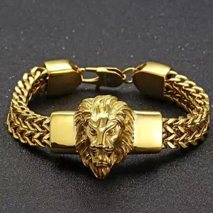 Bold Lion Head Bracelet – Waterproof, Premium Gold Finish, Street Fashion Essential Trendy Stack Bangle Trendy Fashionable Accessories