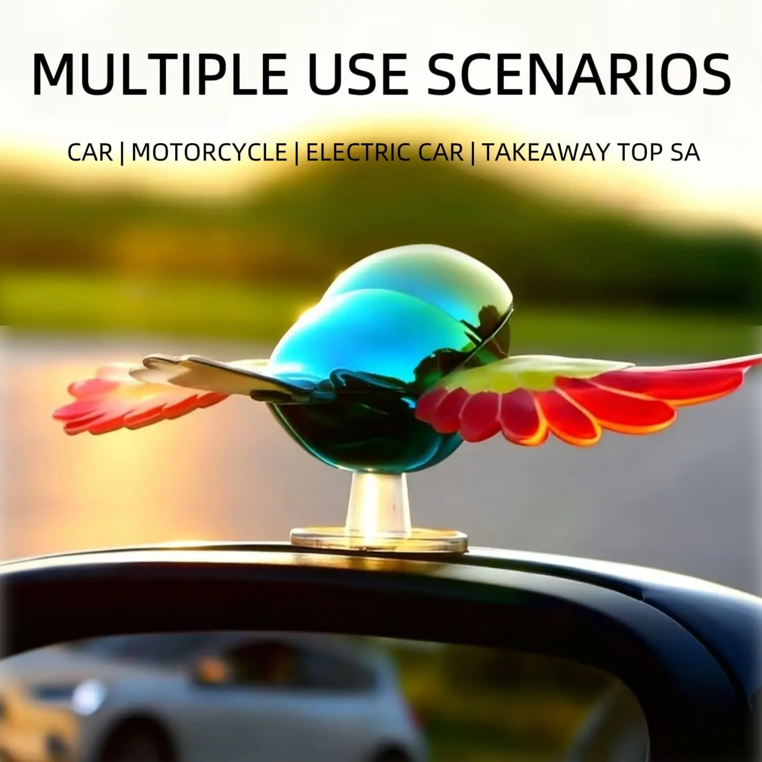 2026 New Fun Flaps Wings Flying Companion Birds Car Sticker Decor for Car Rearview Mirror, Simulation Flying Bird Motorcycle Car Creative Ornament, Wind Powered Car Flying Bird