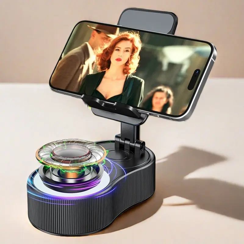 Firm Support Multifunctional Bluetooth Phone Holder Speaker Folding Portable Cellphone Smartphone Stand Mount with Bluetooth Speaker Integration for Stable Viewing and Calls Black