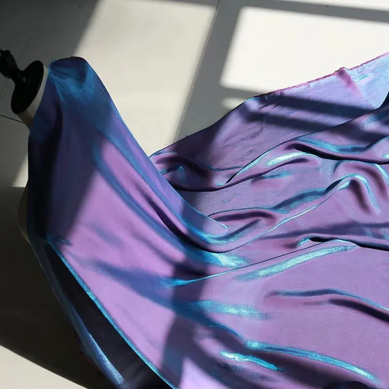 Purple Metallic Shiny Satin Fabric - Silky-Smooth Cloth for Evening Gowns, Wedding Dresses