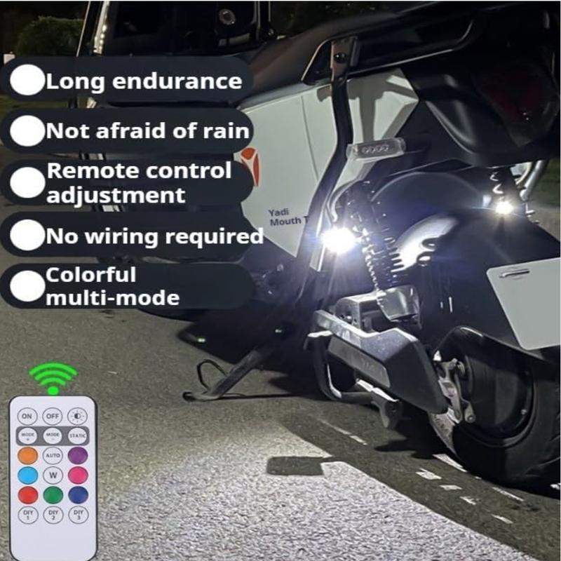 6 PCS - Underglow Kit RGB Lights Wireless Remote Control Cars Side Decoration Lamps, LED 8-Color Custom Lighting Rechargeable Strobe Footwell Ambient Light, Exterior Interior Decorative accessories Flash for SUV Truck Motorcycle Bike, waterproof