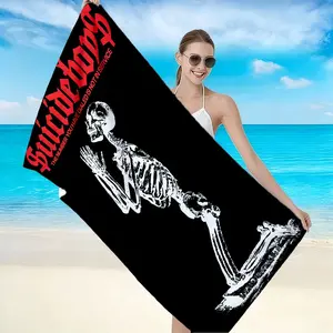 Dark Prayer Skull Beach Towel, High Weight Quick Dry Fabric, Soft Skin-Friendly, Absorbent and Fast Drying, Anti-Wrinkle Easy Clean, Soft Towels, Beach Outings