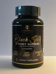 HolistaSphere Black Seed Oil & Honey Gummies - Natural Supplement for Health - Healthcare Hair Skin Vitamins Dietary