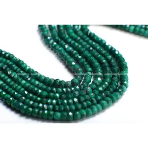 Genuine Emerald Faceted Rondelle 3.5-5mm Jewelry Making Gemstone Beads 12" Strand, May birthstone