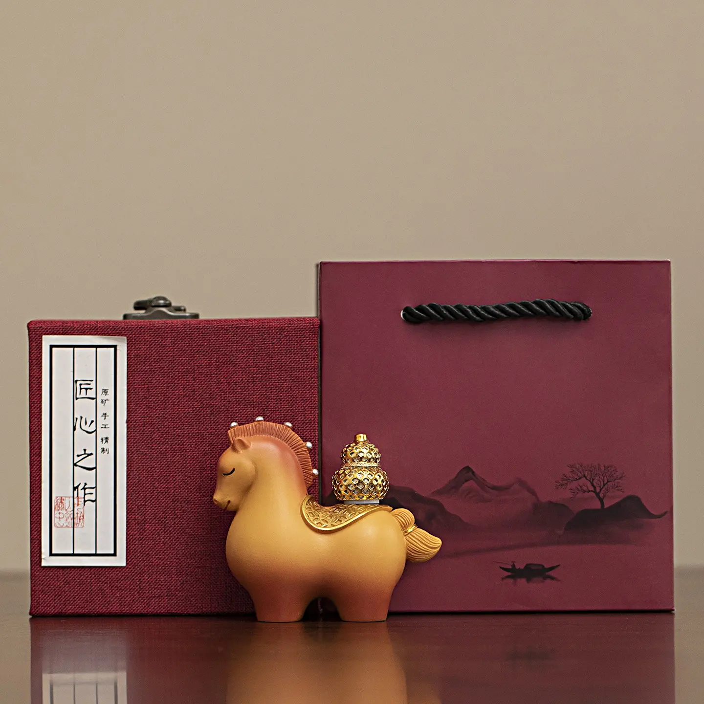 Light luxury orange with [fortune and prosperity] 