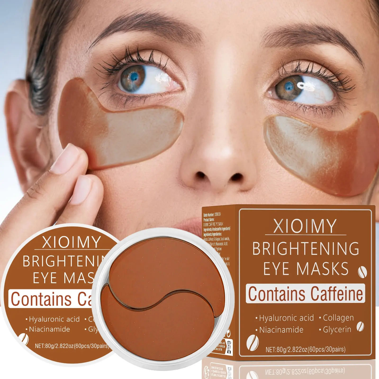 60pcs Retinol + Caffeine + Hyaluronic Acid Eye Mask, Eye Care Formula, Deep Moisturizing & Firming, High-Efficiency Hydration, Eye Care, Smooths & Tightens Skin