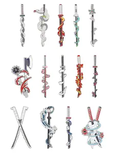 14-Piece Demon Slayer Sun Blade Enamel Pins Set, Perfect Accessory for Fans, Breathing Method Lovers & Character Weapon Collectors