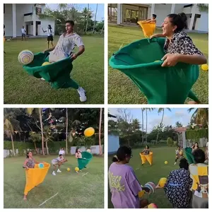 6 Piece Grandma Pants Ball Catch Game Set, Outdoor Party Competition, Family Gathering, Single Party Activity, Outdoor Fun, Includes 4 Bouncing Balls & Inflator Pump