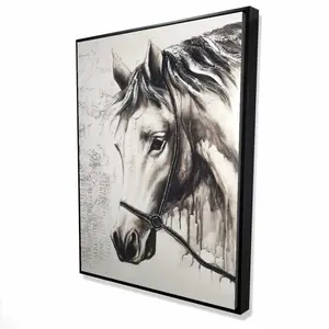 212 MAIN Framed Art Print - 36x48 in. Alpha The White Horse Artwork, Artistic Wall Decor for Living Room Wall Accent, Home Decoration