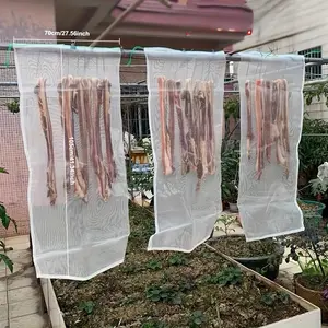 1pcs Large Insect-Proof Mesh Bag - 70x95cm, Flyproof for Bacon, Sausages & Ham, Durable Meat Storage Solution, Breathable Fabric with Reinforced Seams