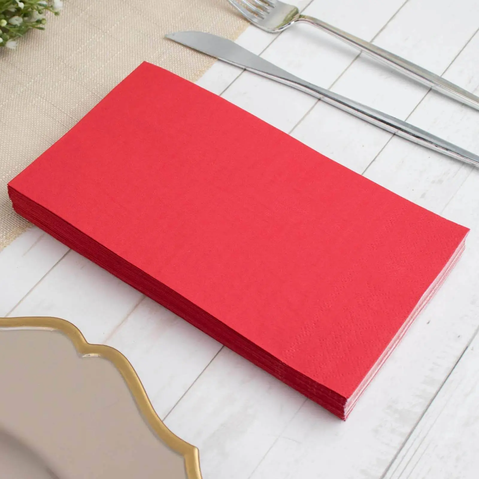50-Pack 2-Ply Soft Red Paper Napkins, Kitchenware Tableware for Birthday, Wedding, Holiday Party Events