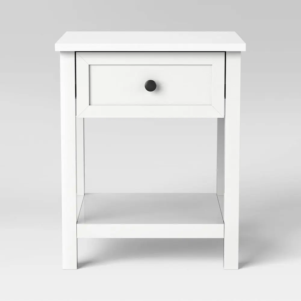 Traditional Side Table with Storage Drawer Classic White - Room Essentials