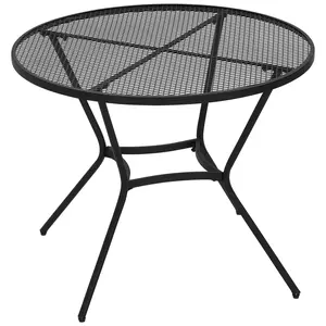 Outsunny 35" Round Bistro Dining Table - French Cafe Style, Fast-Drying Metal Mesh Tabletop, Outdoor Patio Furniture, Small Patio Furniture, Conversation Space for Garden