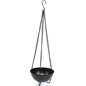 Burner - Hanging Black Cauldron Large with Durable Chain and Secure Hook for Versatile Use