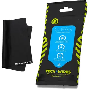 Wipes With Microfiber Cloth (25 ct.) To-Go Tech Wipes for Screens, Phones, Keyboards, TV Monitors, Computer Screens, and More [Travel Size] -Safe