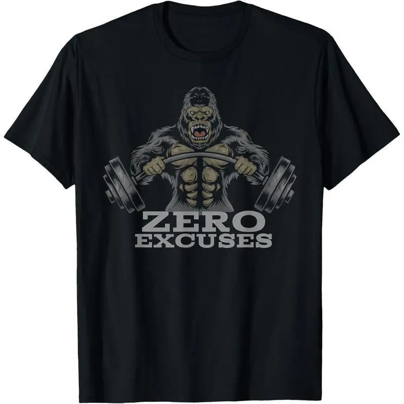 Men’s Zero Excuses Gorilla Weightlifting Tee - Perfect for Gym Training & Bodybuilding t0115Father's Day Gift