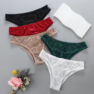5-Pack Women's Low Waist Lace Knickers: Plain & Patchwork Sexy Seamless Briefs, Comfy Soft Breathable Underwear for Daily Wear All Seasons