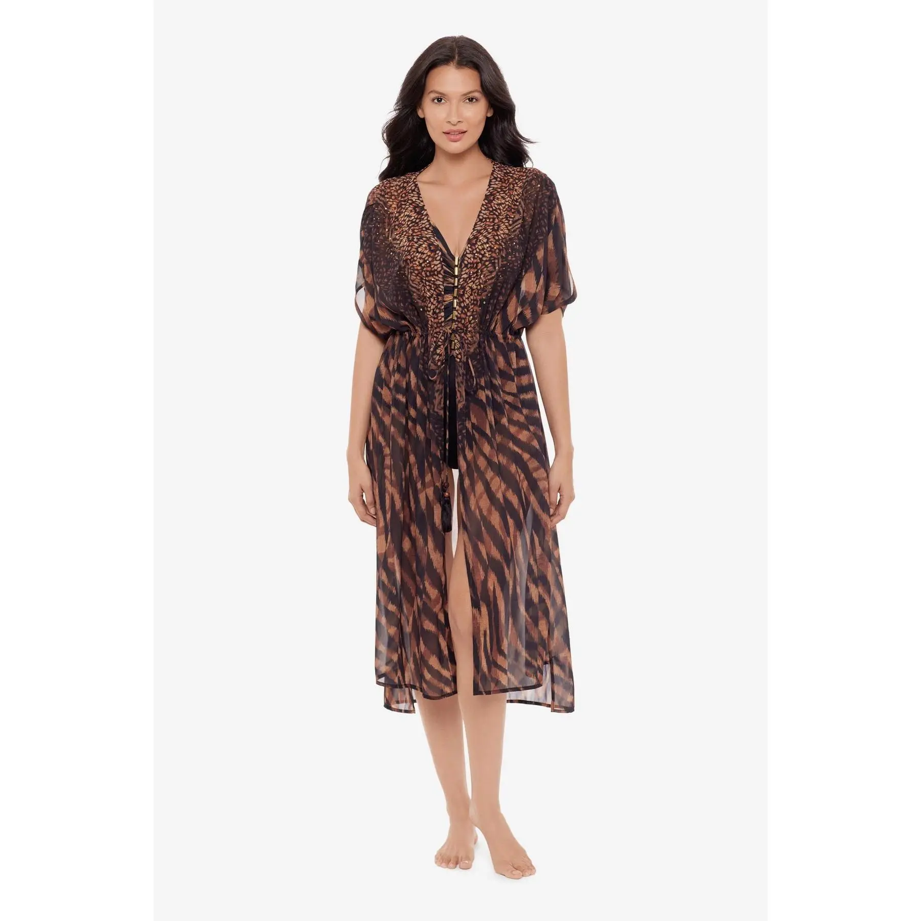 Beaded Kimono Cover Up in Raya De Safari